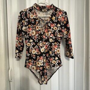 Charlotte Russe Floral Bodysuit, Size Medium